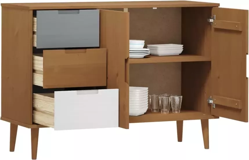 VidaXL -Dressoir-MOLDE-113x40x80-cm-massief-grenenhout-bruin - Foto 4