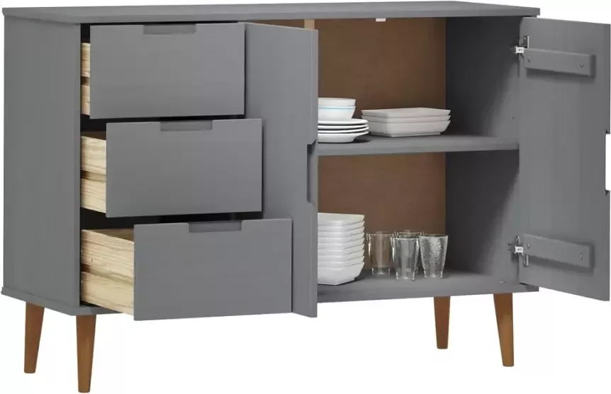 VidaXL -Dressoir-MOLDE-113x40x80-cm-massief-grenenhout-grijs - Foto 3