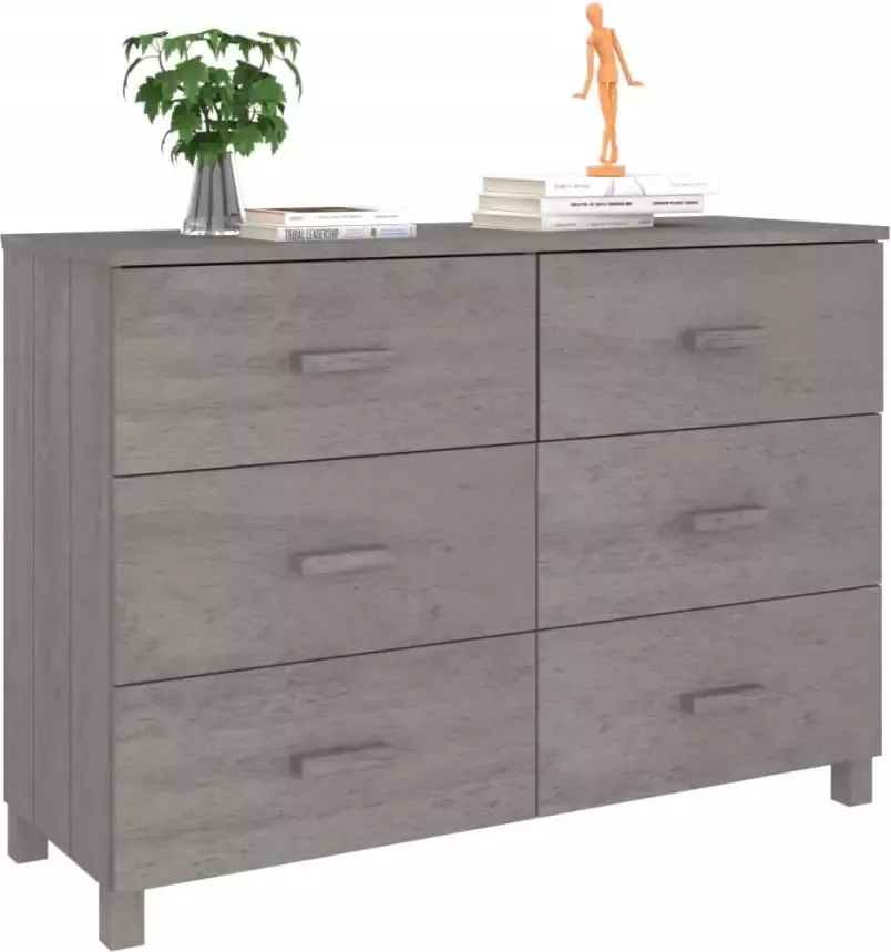 VidaXL -Dressoir-HAMAR-113x40x80-cm-massief-grenenhout-lichtgrijs - Foto 4