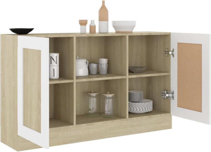 VidaXL -Dressoir-120x30 5x70-cm-bewerkt-hout-wit-en-sonoma-eikenkleurig - Foto 4