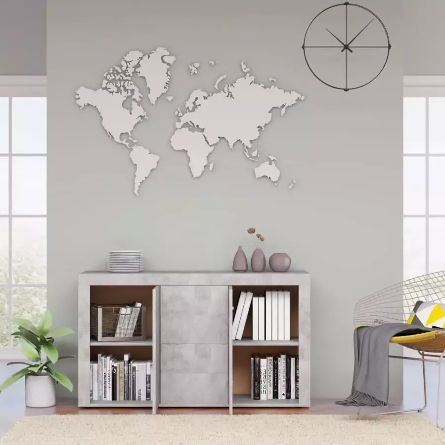 VidaXL Dressoir 120x36x69 cm Betongrijs Bewerk hout Dressoir Commode Opbergkast Betongrijs Modern