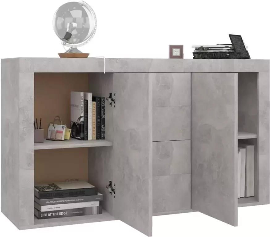 VidaXL Dressoir 120x36x69 cm Betongrijs Bewerk hout Dressoir Commode Opbergkast Betongrijs Modern - Foto 4