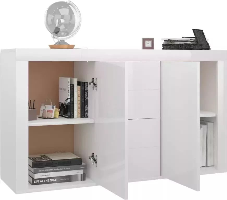 VidaXL -Dressoir-120x36x69-cm-bewerkt-hout-hoogglans-wit - Foto 2