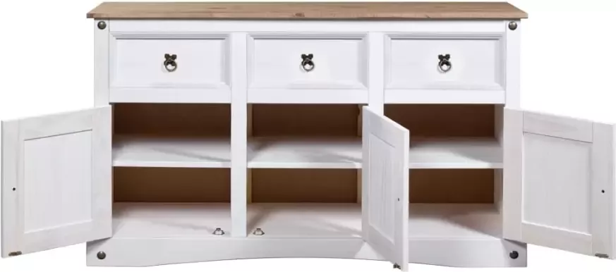 VidaXL -Dressoir-132x43x78-cm-Mexicaans-grenenhout-Corona-stijl-wit - Foto 6