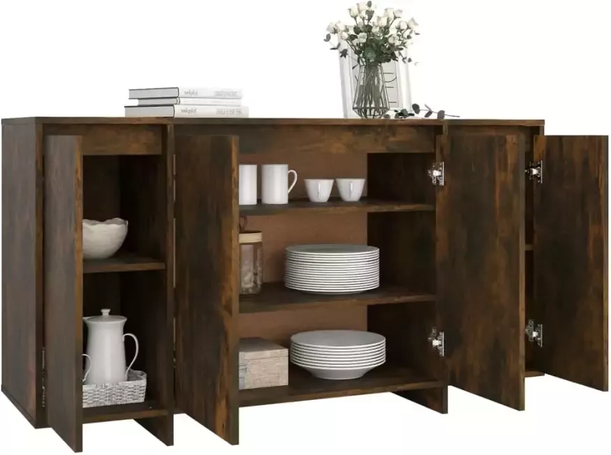 VidaXL -Dressoir-135x41x75-cm-bewerkt-hout-gerookt-eikenkleurig - Foto 2