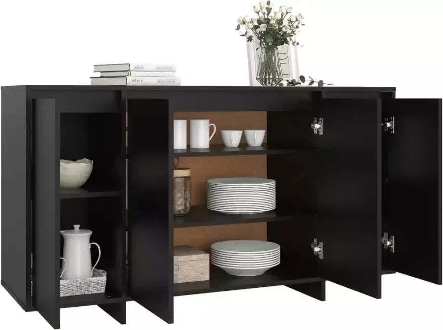 VidaXL -Dressoir-135x41x75-cm-bewerkt-hout-zwart