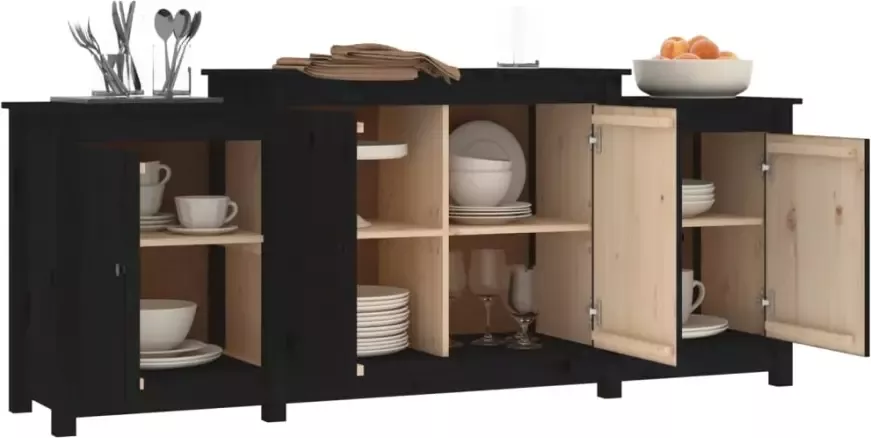 VidaXL -Dressoir-164x37x68-cm-massief-grenenhout-zwart - Foto 4