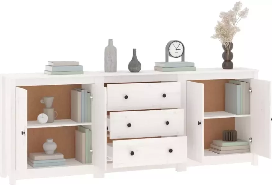 Vida XL Dressoir 210x35x80 cm massief grenenhout wit SKU: V3114070 - Foto 2