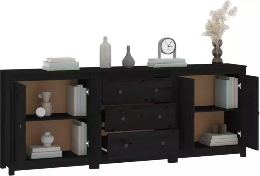 VidaXL -Dressoir-210x35x80-cm-massief-grenenhout-zwart - Foto 2
