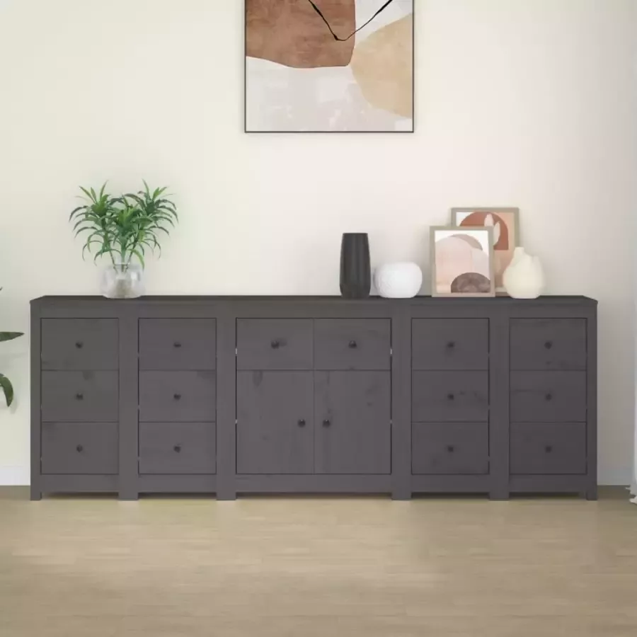 VidaXL -Dressoir-230x35x80-cm-massief-grenenhout-grijs - Foto 2