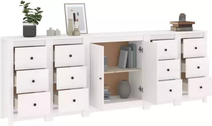 Vida XL Dressoir 230x35x80 cm massief grenenhout wit SKU: V3114095 - Foto 7