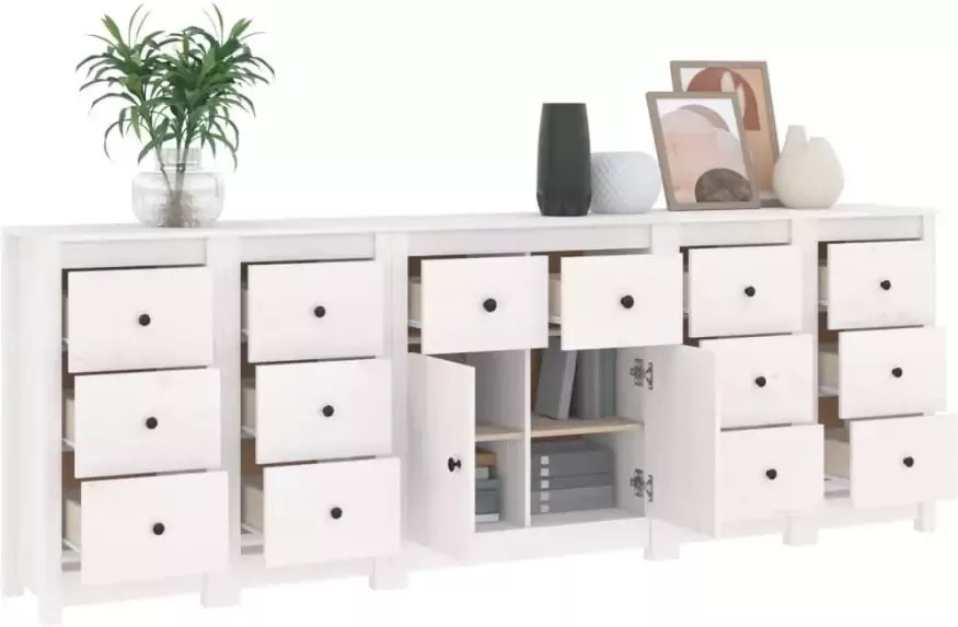 Vida XL Dressoir 230x35x80 cm massief grenenhout wit SKU: V3114095 - Foto 6