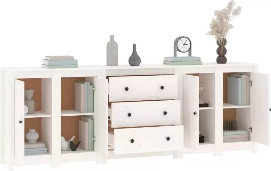 VidaXL -Dressoir-230x35x80-cm-massief-grenenhout-wit - Foto 2