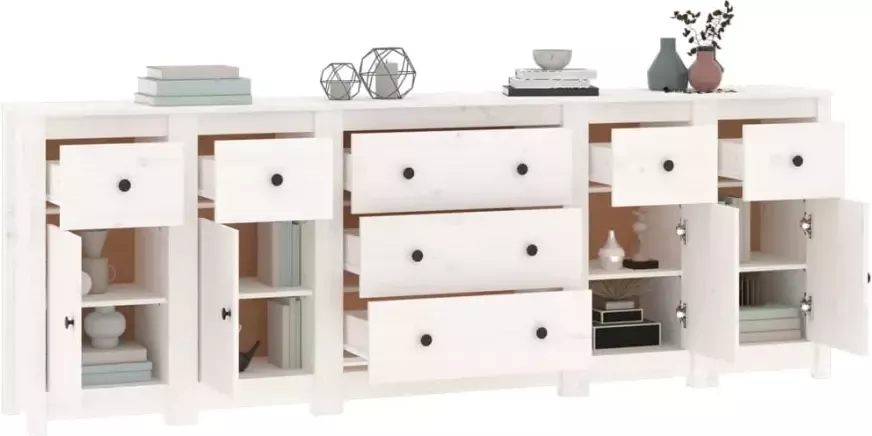 Vida XL Dressoir 230x35x80 cm massief grenenhout wit SKU: V3114095 - Foto 8