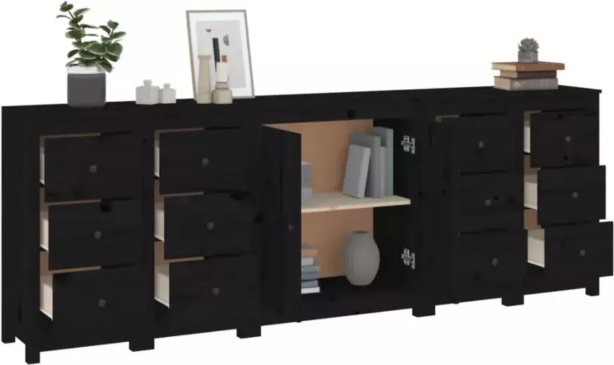 VidaXL -Dressoir-230x35x80-cm-massief-grenenhout-zwart - Foto 6