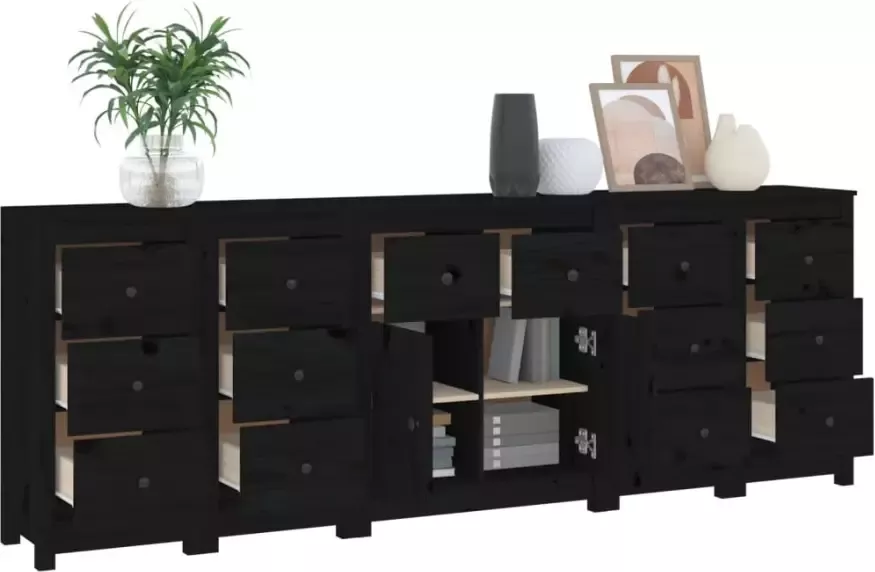 VidaXL -Dressoir-230x35x80-cm-massief-grenenhout-zwart - Foto 5