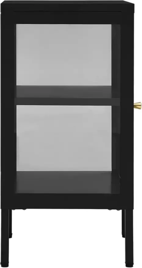 VidaXL -Dressoir-38x35x70-cm-staal-en-glas-zwart - Foto 5