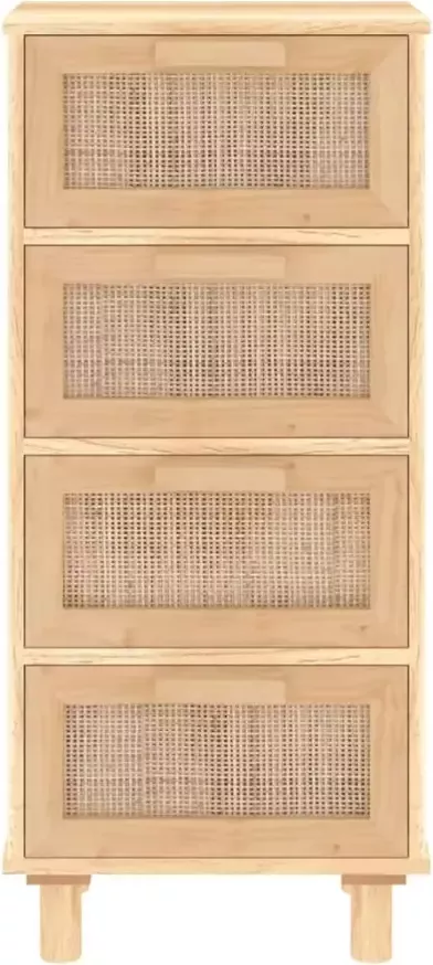 VidaXL -Dressoir-40x30x90-cm-massief-grenenhout-en-rattan-bruin - Foto 4