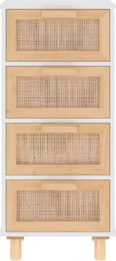 VidaXL -Dressoir-40x30x90-cm-massief-grenenhout-en-rattan-wit - Foto 3