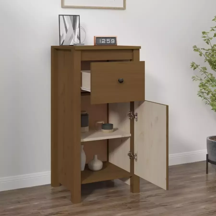 VidaXL -Dressoir-40x35x80-cm-massief-grenenhout-honingbruin - Foto 3
