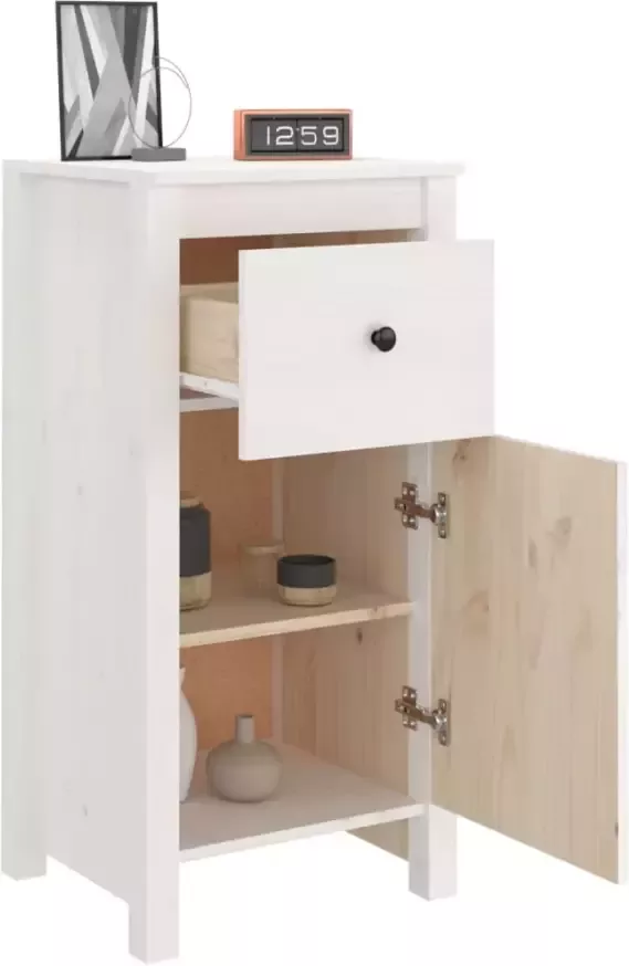 VidaXL -Dressoir-40x35x80-cm-massief-grenenhout-wit - Foto 2