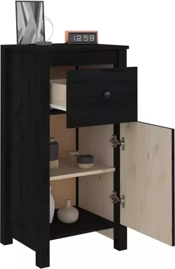 VidaXL -Dressoir-40x35x80-cm-massief-grenenhout-zwart - Foto 3