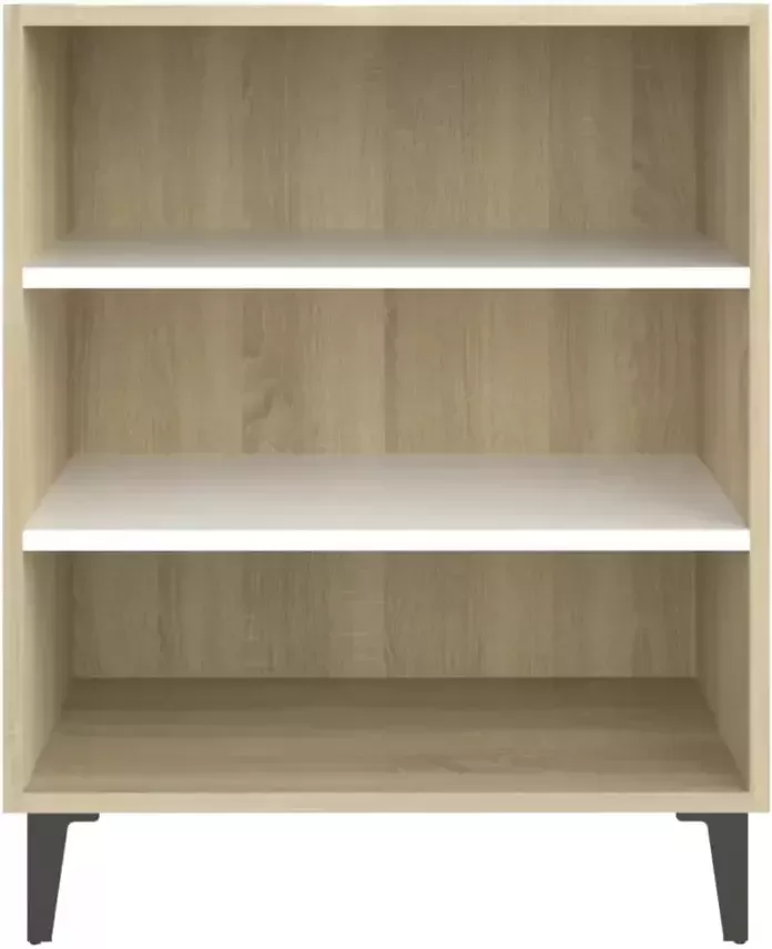 VidaXL Dressoir 57x35x70 cm bewerkt hout wit en sonoma eikenkleurig - Foto 3