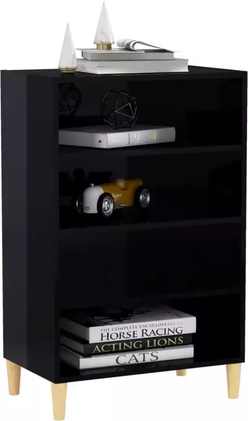 VidaXL -Dressoir-57x35x90-cm-bewerkt-hout-hoogglans-zwart - Foto 4