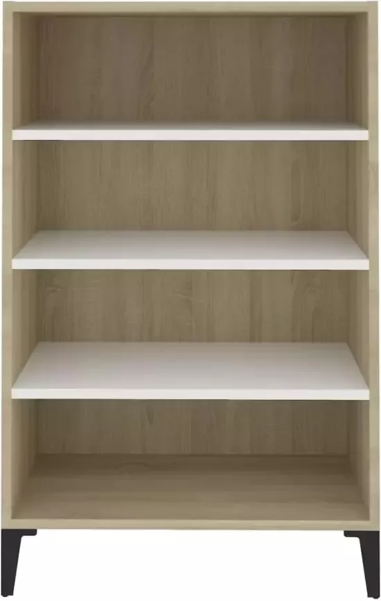 VidaXL -Dressoir-57x35x90-cm-bewerkt-hout-wit-en-sonoma-eikenkleurig - Foto 4