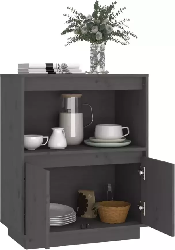 VidaXL -Dressoir-60x34x75-cm-massief-grenenhout-grijs - Foto 4