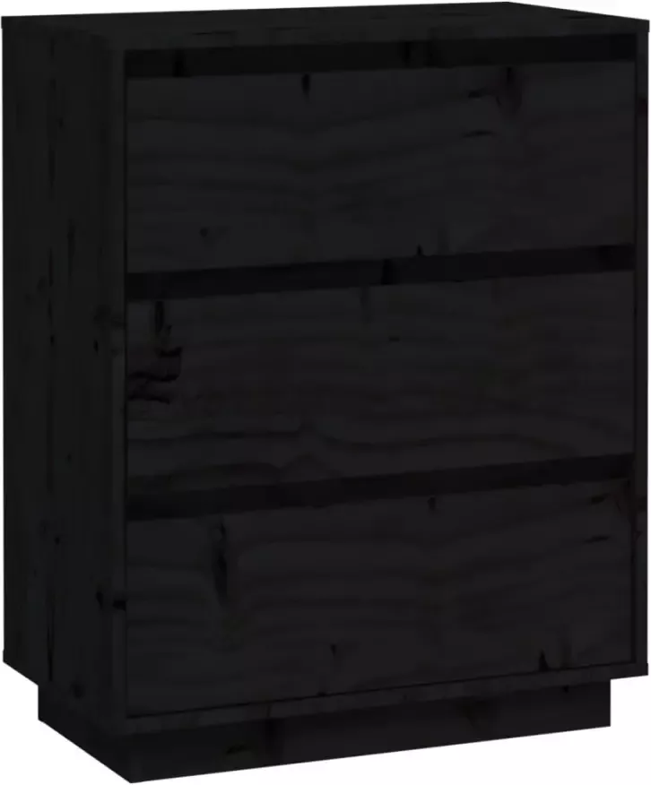 VIDAXL Dressoir 60x34x75 cm massief grenenhout zwart