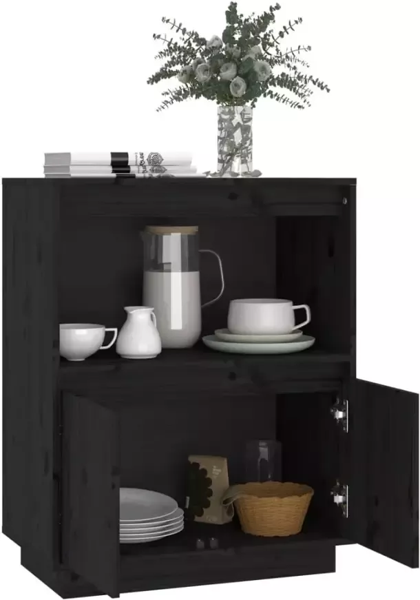 VidaXL -Dressoir-60x34x75-cm-massief-grenenhout-zwart - Foto 4