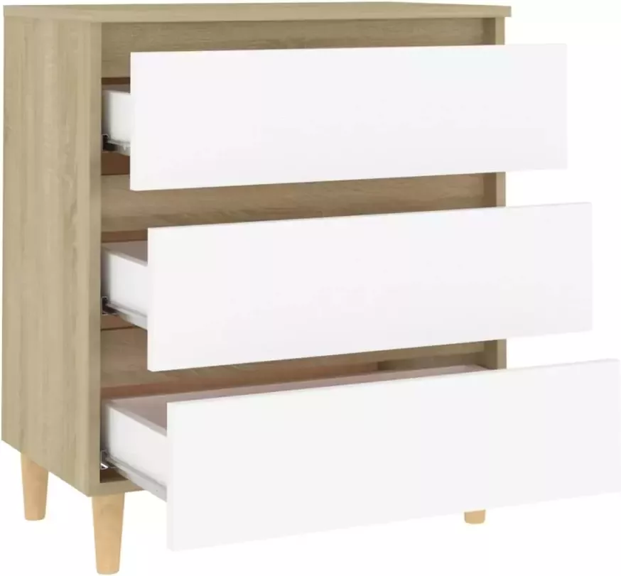 VIDAXL Dressoir 60x35x69 cm bewerkt hout wit en sonoma eikenkleurig - Foto 3