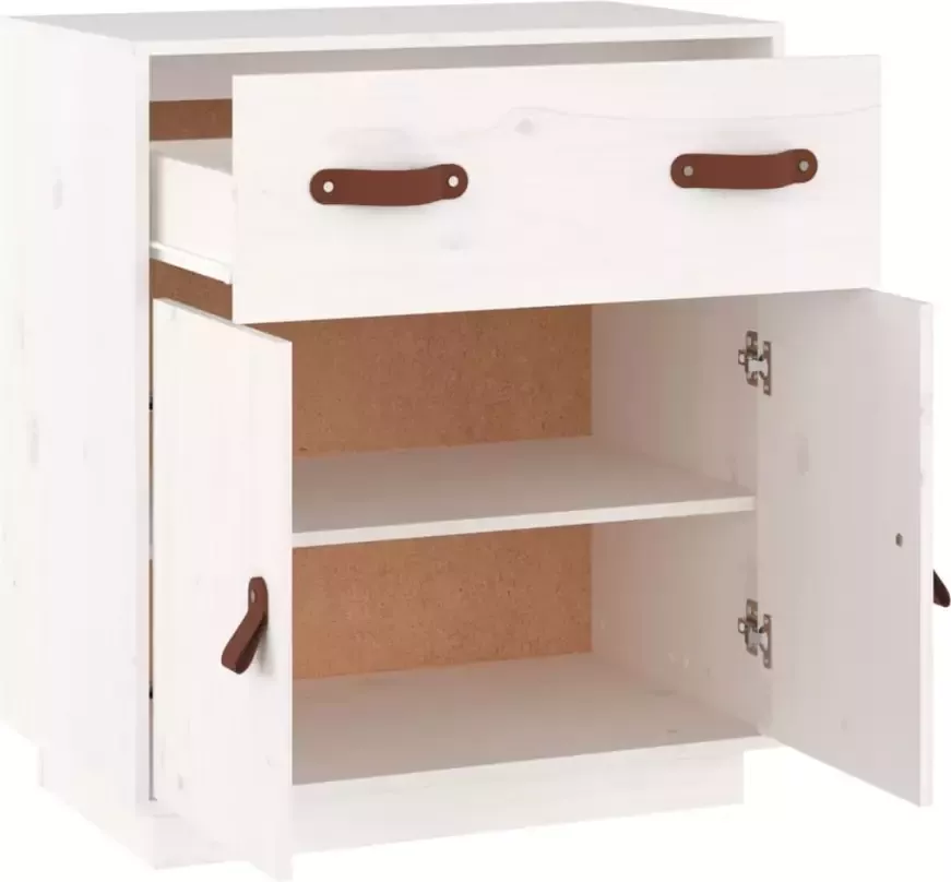 VidaXL -Dressoir-65 5x40x75-cm-massief-grenenhout-wit - Foto 4