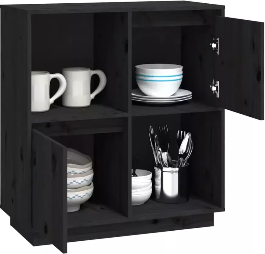 VidaXL -Dressoir-74x35x80-cm-massief-grenenhout-zwart - Foto 4