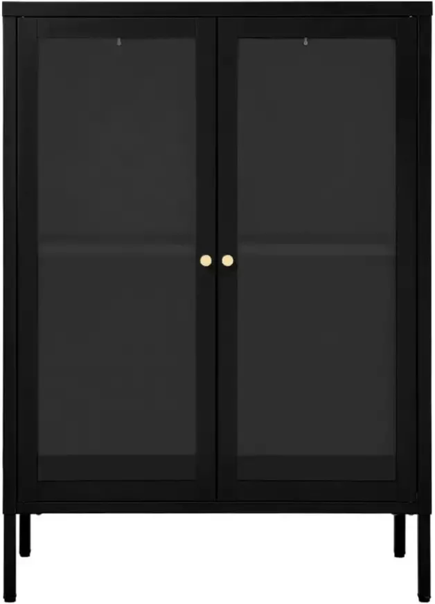 VidaXL -Dressoir-75x35x105-cm-staal-en-glas-zwart - Foto 4