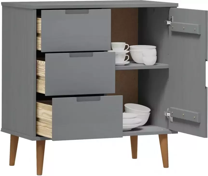 VidaXL -Dressoir-MOLDE-76 5x40x80-cm-massief-grenenhout-grijs - Foto 4