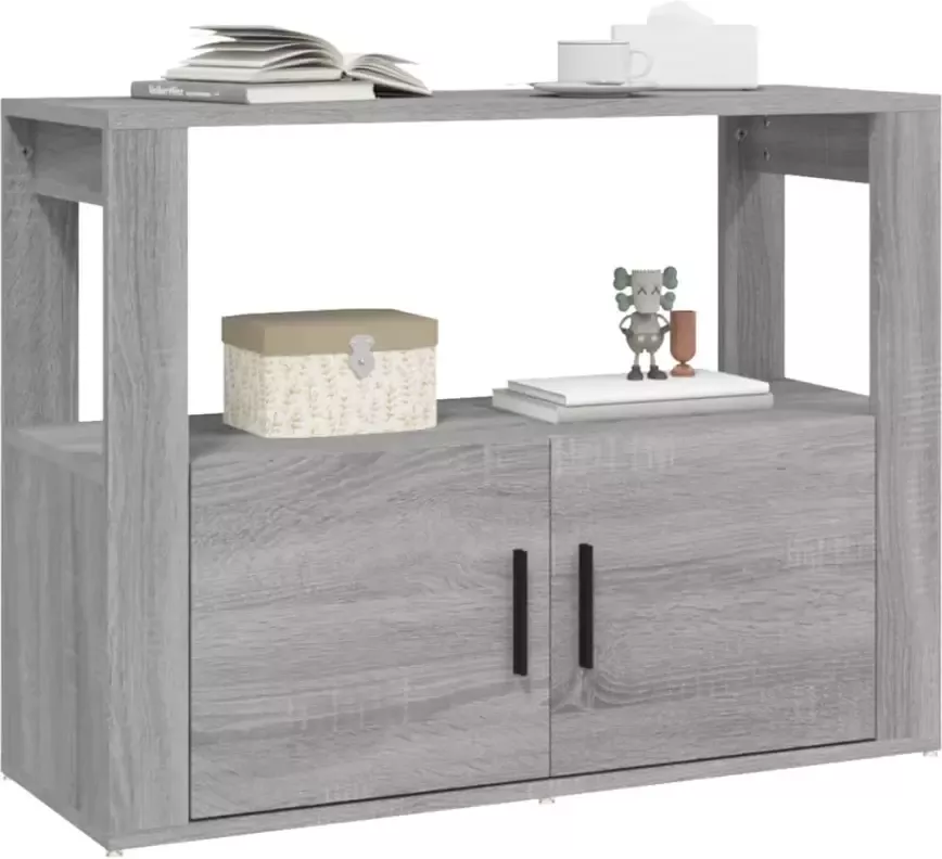 VidaXL Dressoir Grijs Sonoma Eiken 80x30x60 cm Dressoir Bijzettafel Kast Houten Kast Grijze Kast - Foto 4