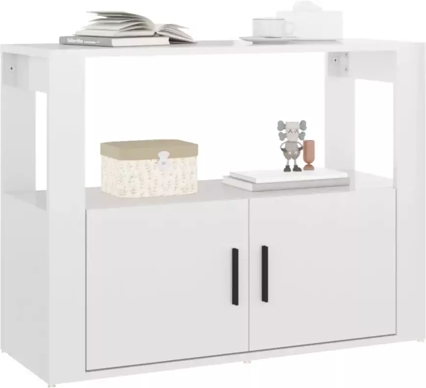 VidaXL -Dressoir-80x30x60-cm-bewerkt-hout-hoogglans-wit - Foto 4