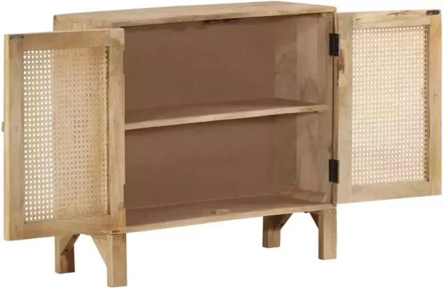 VidaXL -Dressoir-80x30x73-cm-massief-mangohout-en-natuurlijk-riet - Foto 2