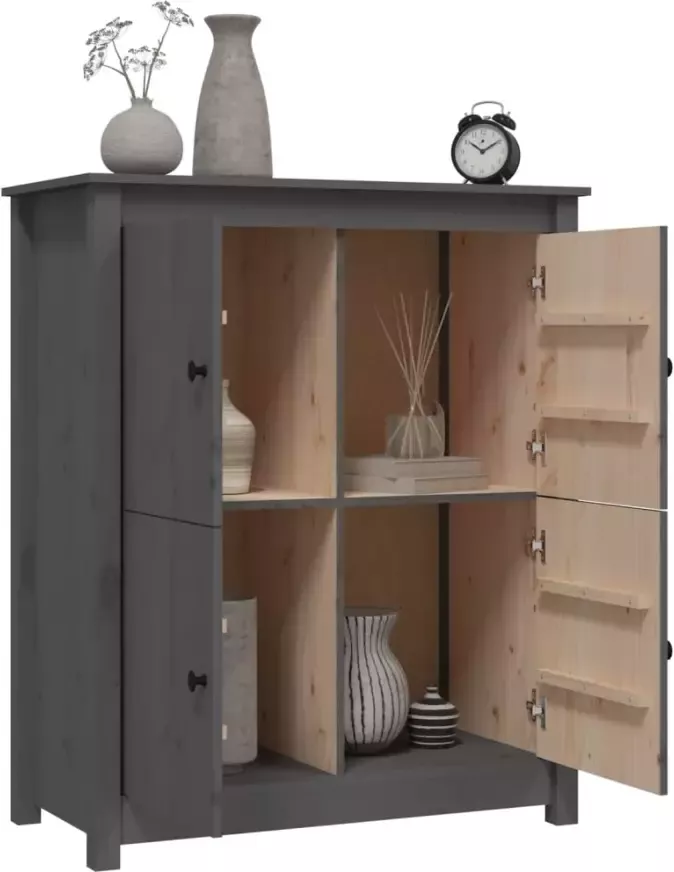 VidaXL -Dressoir-83x41 5x100-cm-massief-grenenhout-grijs - Foto 3