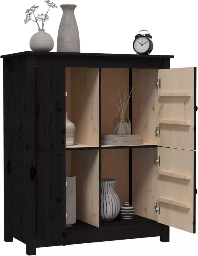 VidaXL -Dressoir-83x41 5x100-cm-massief-grenenhout-zwart - Foto 3