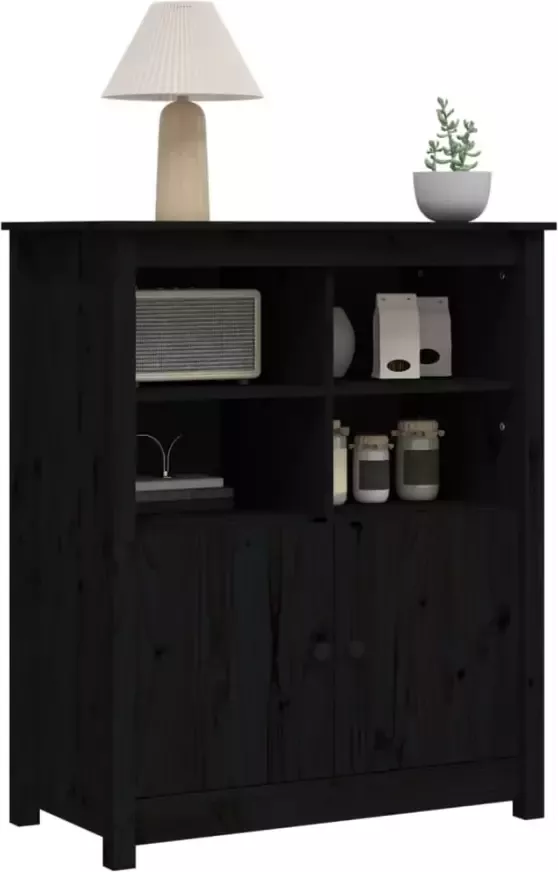 VidaXL -Dressoir-83x41 5x100-cm-massief-grenenhout-zwart - Foto 3