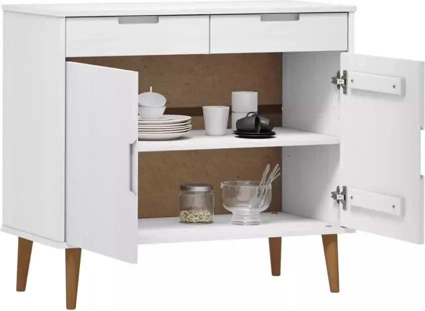VidaXL Dressoir MOLDE Wit 90x40x80 cm Dressoir Kast Scandinavisch Design Grenenhout Wit - Foto 5