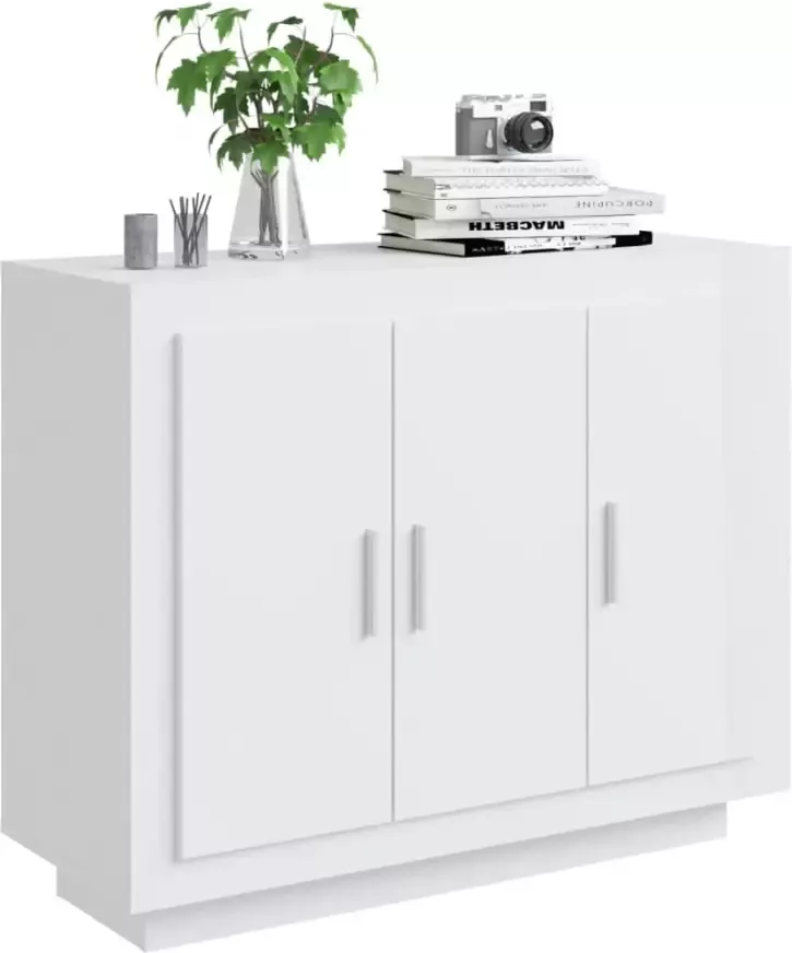 VidaXL -Dressoir-92x35x75-cm-bewerkt-hout-hoogglans-wit - Foto 4
