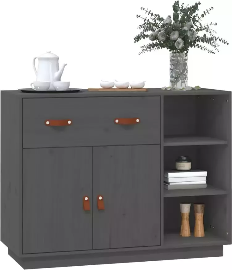 VidaXL -Dressoir-98 5x40x75-cm-massief-grenenhout-grijs - Foto 3