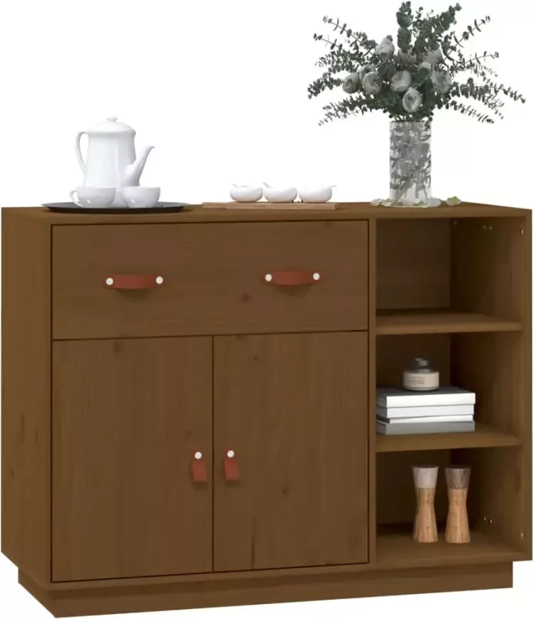 VidaXL -Dressoir-98 5x40x75-cm-massief-grenenhout-honingbruin - Foto 2