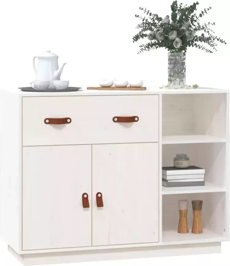 VidaXL -Dressoir-98 5x40x75-cm-massief-grenenhout-wit - Foto 2