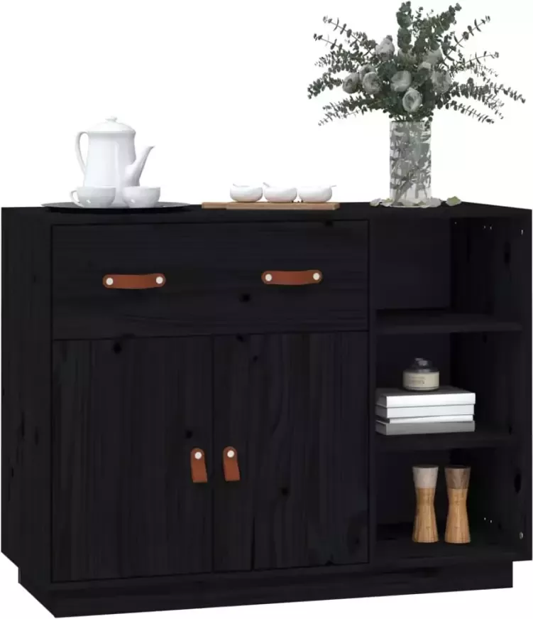 VidaXL -Dressoir-98 5x40x75-cm-massief-grenenhout-zwart - Foto 2