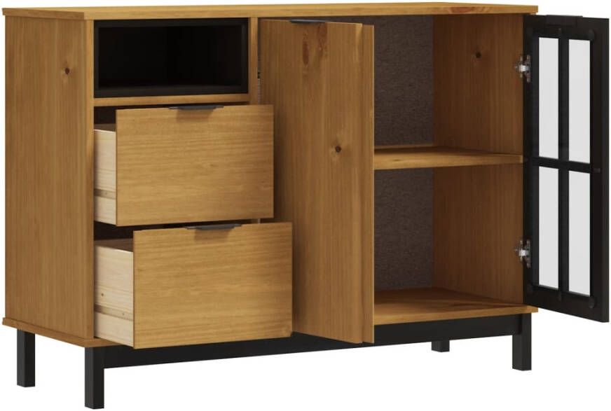 VidaXL -Dressoir-met-glazen-deuren-FLAM-110x40x80-cm-massief-grenenhout - Foto 5